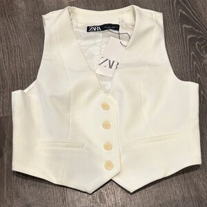 Zara Ivory Buttoned Vest